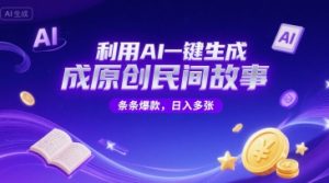 利用AI一键生成原创民间故事,无限制生成,条条爆款,日入多张-中创网_专注互联网创业,项目资源整合-心诚资源网