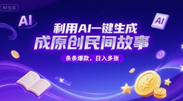 利用AI一键生成原创民间故事，无限制生成，条条爆款，日入多张-中创网_专注互联网创业,项目资源整合-心诚资源网
