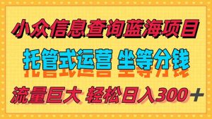(15216期)稳定日入300+,小众信息查询蓝海项目,全程懒人式托管,解放你的时间-中创网_专注互联网创业,项目资源整合-心诚资源网