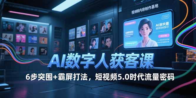 （15247期）AI数字人获客课，6步突围+霸屏打法，短视频5.0时代流量密码-中创网_专注互联网创业,项目资源整合-心诚资源网