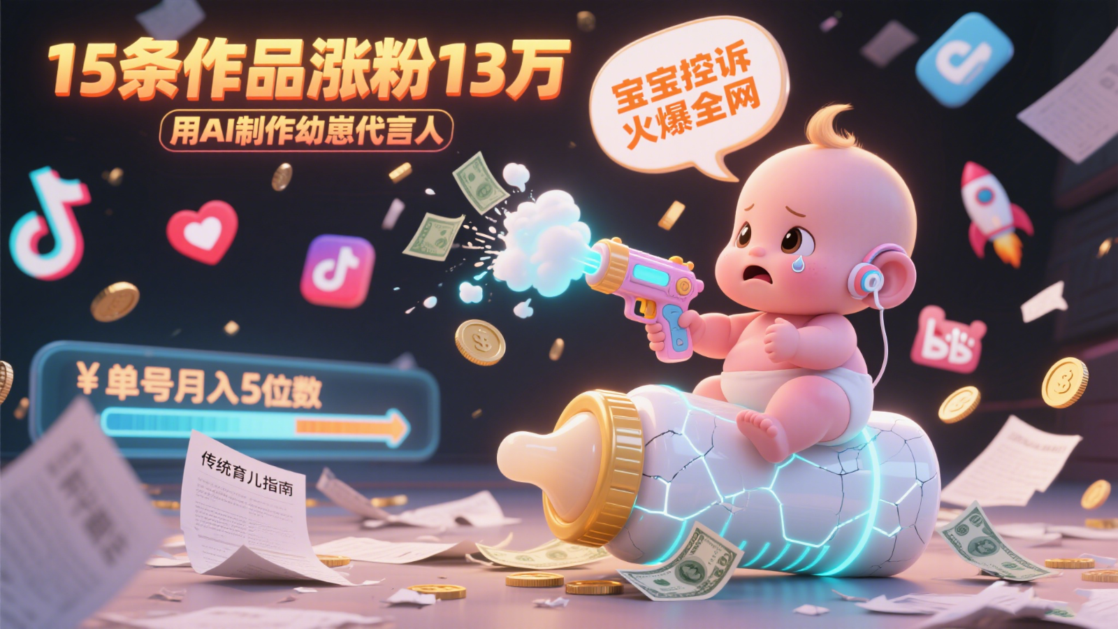 用AI制作幼崽代言人，宝宝的控诉火爆全网，15条作品涨粉13万，单号月入5位数实操教程-中创网_专注互联网创业,项目资源整合-心诚资源网