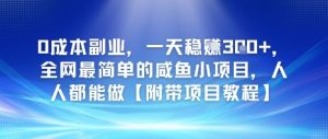 0成本副业,一天稳入3张,全网最简单的咸鱼小项目,人人都能做【附带项目教程】-中创网_专注互联网创业,项目资源整合-心诚资源网