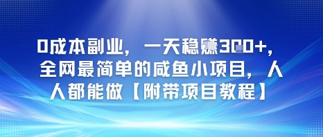 0成本副业，一天稳入3张，全网最简单的咸鱼小项目，人人都能做【附带项目教程】-中创网_专注互联网创业,项目资源整合-心诚资源网