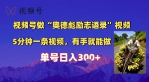 视频号做“奥德彪”经典语录,小白轻松上手,单人单号日入3张+-中创网_专注互联网创业,项目资源整合-心诚资源网