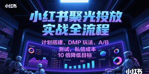 小红书聚光投放实战全流程,计划搭建、DMP玩法、A/B测试,私信成本10倍降低目标-中创网_专注互联网创业,项目资源整合-心诚资源网