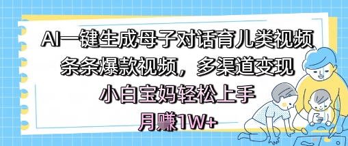 AI一键生成母子对话育儿类视频，条条爆款视频，多渠道变现，小白宝妈轻松上手，月入1W+-中创网_专注互联网创业,项目资源整合-心诚资源网
