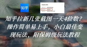 知乎拉新几张截图一天4位数？操作简单易上手，小白最佳变现玩法，附保姆级玩法教程-中创网_专注互联网创业,项目资源整合-心诚资源网