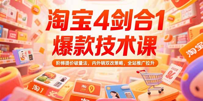 （15415期）淘宝4剑合1爆款技术课73期：阶梯提价破量法，内外销双改策略 全站推广拉升-中创网_专注互联网创业,项目资源整合-心诚资源网