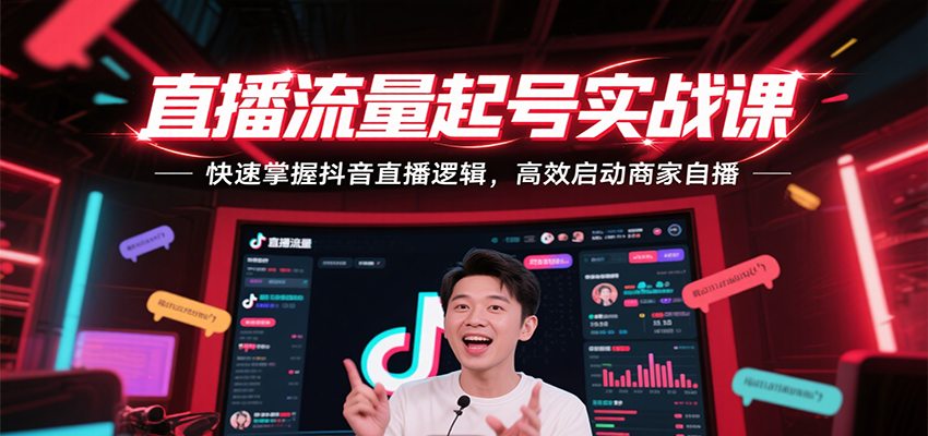 直播流量起号实战课，快速掌握抖音直播逻辑，高效启动商家自播-中创网_专注互联网创业,项目资源整合-心诚资源网