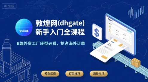 敦煌网(dhgate)新手入门全课程，B端外贸工厂转型必看，抢占海外订单-中创网_专注互联网创业,项目资源整合-心诚资源网