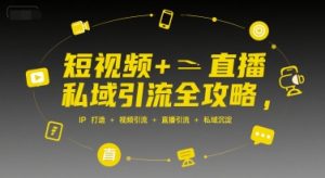 短视频+直播私域引流全攻略，IP打造 +视频引流 +直播引流 +私域沉淀-中创网_专注互联网创业,项目资源整合-心诚资源网