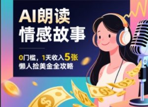 Ai朗读情感故事,0门槛,1天收入5张,每天10分钟,懒人捡美金全攻略-中创网_专注互联网创业,项目资源整合-心诚资源网