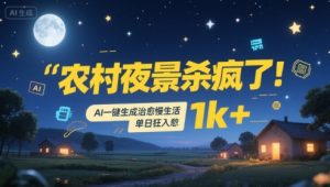 农村夜景杀疯了!AI一键生成治愈系慢生活,单日狂入1k+-中创网_专注互联网创业,项目资源整合-心诚资源网