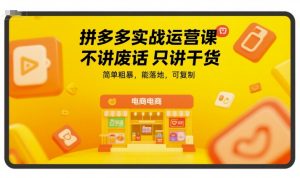 拼多多实战运营课,不讲废话只讲干货,简单粗暴,能落地,可复制-中创网_专注互联网创业,项目资源整合-心诚资源网