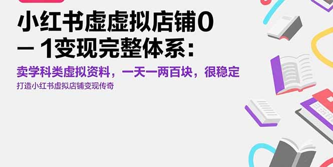 （15489期）小红书虚拟店铺0-1变现完整体系：卖学科类虚拟资料，一天一两百块，很稳定-中创网_专注互联网创业,项目资源整合-心诚资源网