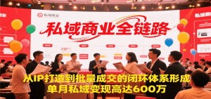 私域商业全链路，从IP打造到批量成交的闭环体系形成，单月私域变现600万-中创网_专注互联网创业,项目资源整合-心诚资源网