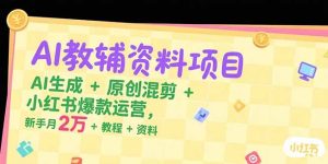 (15343期)AI教辅资料项目,AI生成+原创混剪+小红书爆款运营,新手月入2万+教程+资料-中创网_专注互联网创业,项目资源整合-心诚资源网