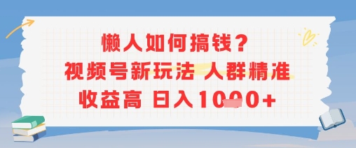 懒人如何搞钱？视频号新玩法，人群精准收益高，日入多张-中创网_专注互联网创业,项目资源整合-心诚资源网