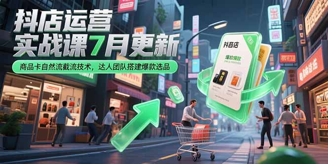 （15329期）抖店运营实战课7月更新，商品卡自然流截流技术，达人团队搭建爆款选品-中创网_专注互联网创业,项目资源整合-心诚资源网
