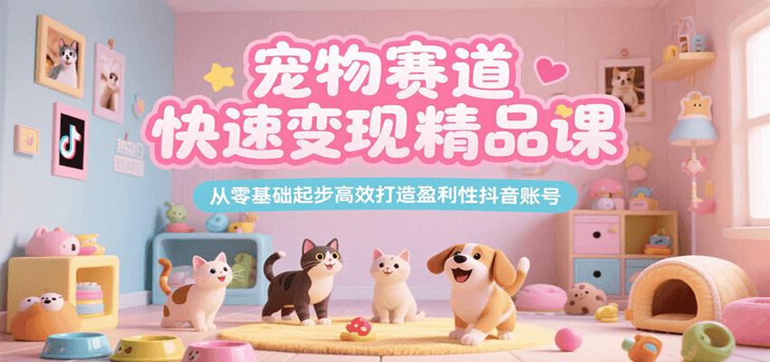 宠物赛道快速变现精品课，从零基础起步高效打造盈利性抖音账号-中创网_专注互联网创业,项目资源整合-心诚资源网