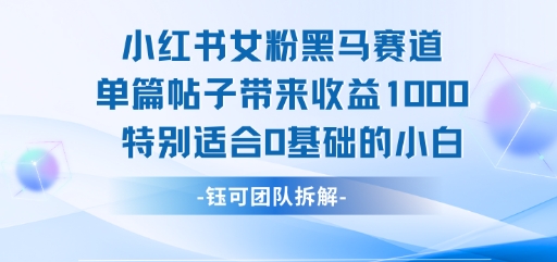 小红书女粉黑马赛道单篇帖子带来收益1k+，特别适合0基础的小白-中创网_专注互联网创业,项目资源整合-心诚资源网
