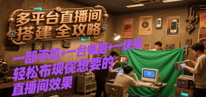 多平台直播间搭建全攻略，一部手机+一台电脑+一块绿布轻松实现你想要的直播间效果-中创网_专注互联网创业,项目资源整合-心诚资源网