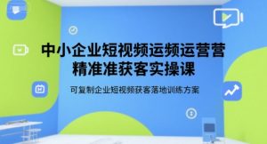 中小企业短视频运营精准获客实操课，可复制企业短视频获客落地训练方案-中创网_专注互联网创业,项目资源整合-心诚资源网