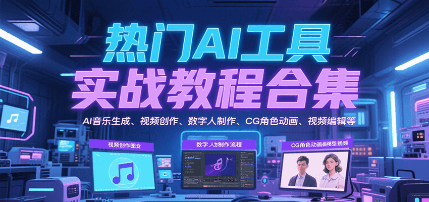 热门AI工具实战教程合集，AI音乐生成、视频创作、数字人制作、CG角色动画、视频编辑等-中创网_专注互联网创业,项目资源整合-心诚资源网