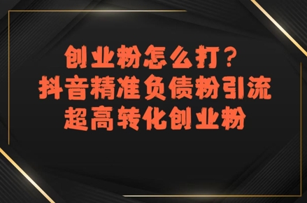 创业粉怎么打？抖音精准负债粉引流，超高转化创业粉-中创网_专注互联网创业,项目资源整合-心诚资源网