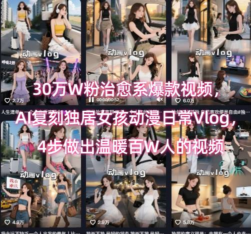 30万W粉治愈系爆款视频，AI复刻独居女孩动漫日常Vlog，4步做出温暖百W人的视频-中创网_专注互联网创业,项目资源整合-心诚资源网