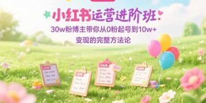 （15318期）小红书运营进阶班：30w粉博主带你从0粉起号到10w+变现的完整方法论-中创网_专注互联网创业,项目资源整合-心诚资源网