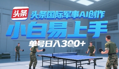 今日头条国际军事AI写作，单号每天轻松3张+-中创网_专注互联网创业,项目资源整合-心诚资源网