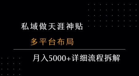 私域做天涯神贴 多平台布局 月入5k+详细流程拆解-中创网_专注互联网创业,项目资源整合-心诚资源网