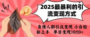 2025年最暴利的引流变现方式，负债人群引流变现，小白轻松上手，日入1k-中创网_专注互联网创业,项目资源整合-心诚资源网