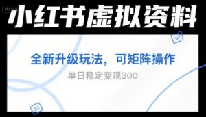 小红书虚拟资料全新升级玩法，可矩阵操作，单日稳定变现3张-中创网_专注互联网创业,项目资源整合-心诚资源网