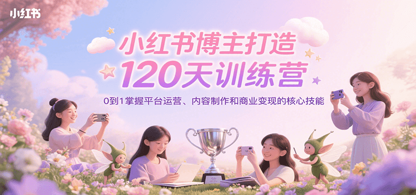 小红书博主打造120天训练营，0到1掌握平台运营、内容制作和商业变现-中创网_专注互联网创业,项目资源整合-心诚资源网