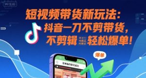 短视频带货新玩法：抖音一刀不剪带货，不剪辑，纯搬运，新手也能轻松爆单!-中创网_专注互联网创业,项目资源整合-心诚资源网