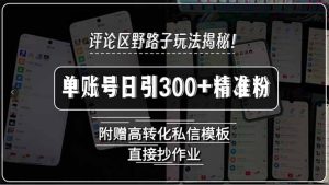 (15466期)评论区野路子玩法揭秘!单账号日引300+精准粉,附赠高转化私信模板,直…-中创网_专注互联网创业,项目资源整合-心诚资源网