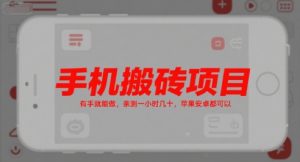 手机搬砖项目，有手就能做，亲测一小时几十，苹果安卓都可以-中创网_专注互联网创业,项目资源整合-心诚资源网