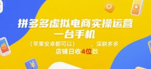 拼多多虚拟电商实操运营，一台手机(苹果安卓都可以)，深耕多多店铺日收4位数-中创网_专注互联网创业,项目资源整合-心诚资源网