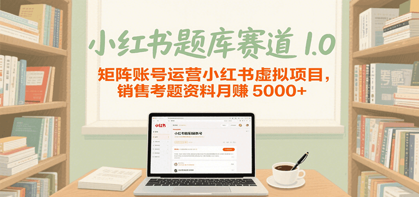 小红书题库赛道1.0，矩阵账号运营小红书虚拟项目，销售行业资格证考题资料月赚5000+-中创网_专注互联网创业,项目资源整合-心诚资源网