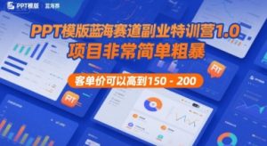 PPT模版蓝海赛道副业特训营1.0，项目非常简单粗暴，客单价可以高到150-200-中创网_专注互联网创业,项目资源整合-心诚资源网