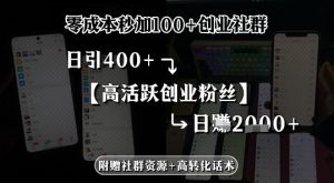 零成本秒加100+创业社群,日引400+高活跃创业粉丝,日入多张-中创网_专注互联网创业,项目资源整合-心诚资源网