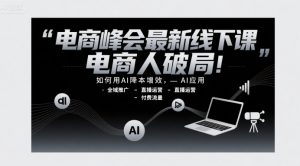 电商峰会最新线下课,电商人破局,如何用AI降本增效,AI应用-全域推广-直播运营-付费流量-中创网_专注互联网创业,项目资源整合-心诚资源网