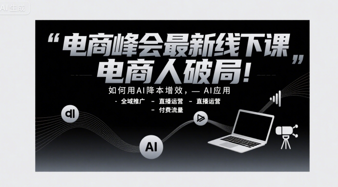 电商峰会最新线下课，电商人破局，如何用AI降本增效，AI应用-全域推广-直播运营-付费流量-中创网_专注互联网创业,项目资源整合-心诚资源网