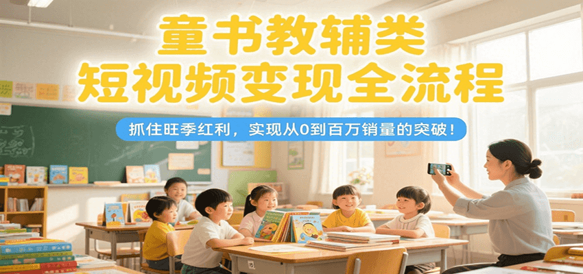 童书教辅类短视频变现全流程，抓住旺季红利，实现从0到百万销量的突破！-中创网_专注互联网创业,项目资源整合-心诚资源网