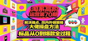 淘系高阶运营第70期，解决难点、改内外销策略，大佬操盘方法，标品从0到爆款全过程-中创网_专注互联网创业,项目资源整合-心诚资源网