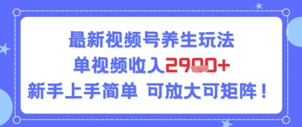视频号养生玩法，单视频收入2.9k，新手上手简单-中创网_专注互联网创业,项目资源整合-心诚资源网