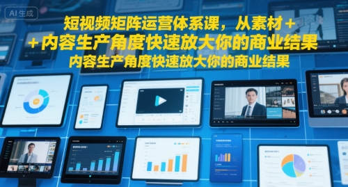 短视频矩阵运营体系课，从素材+内容生产角度快速放大你的商业结果-中创网_专注互联网创业,项目资源整合-心诚资源网