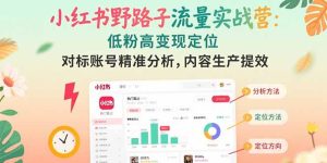 （15423期）小红书野路子流量实战营：低粉高变现定位 对标账号精准分析 内容生产提效-中创网_专注互联网创业,项目资源整合-心诚资源网
